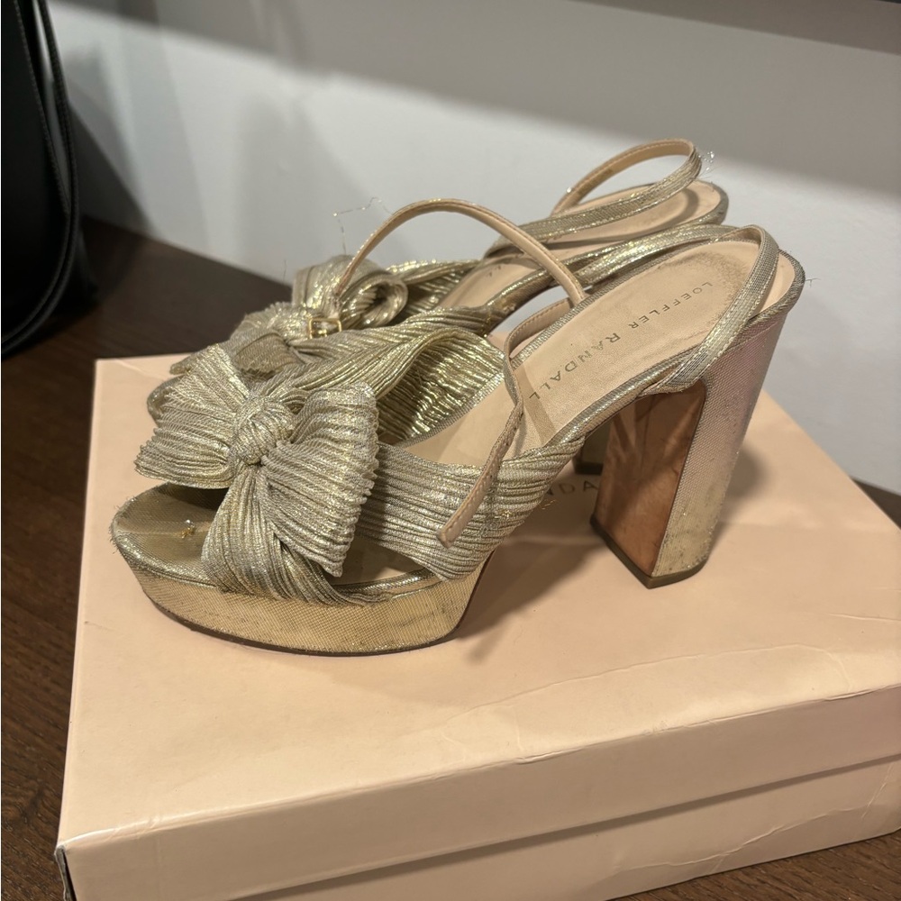 Loeffler Randall Natalia Platform Heel Platinum Bow
